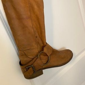 Cognac 100% Leather tall boots